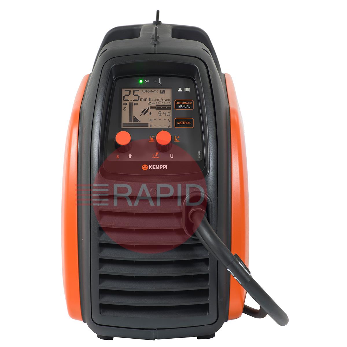 61008190  Kemppi MinarcMig 190 Auto MIG Package, 230v CE. Includes Fitted GC 223G MIG Torch, Earth & Gas Hose